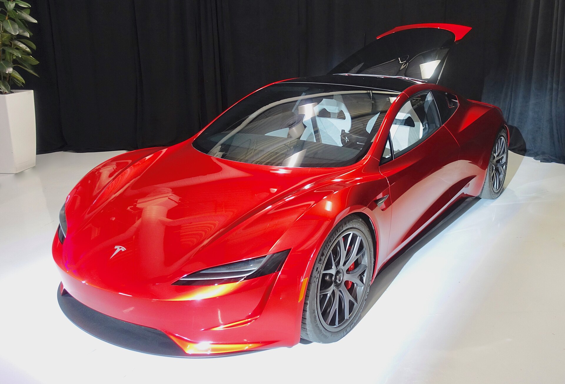 2017-design Roadster 2.0 prototype at Tesla HQ, April 2019 — not the 2026 reveal car